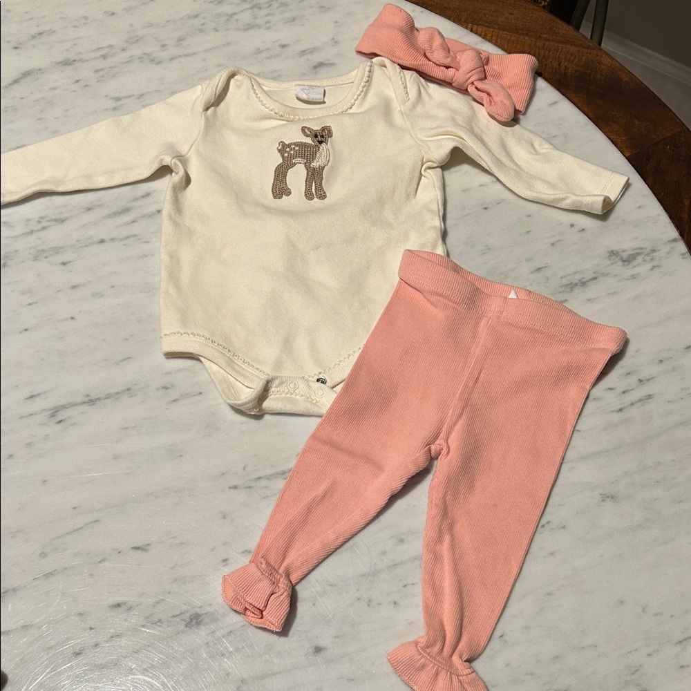 Adorable Cream and Pink Baby Outfit